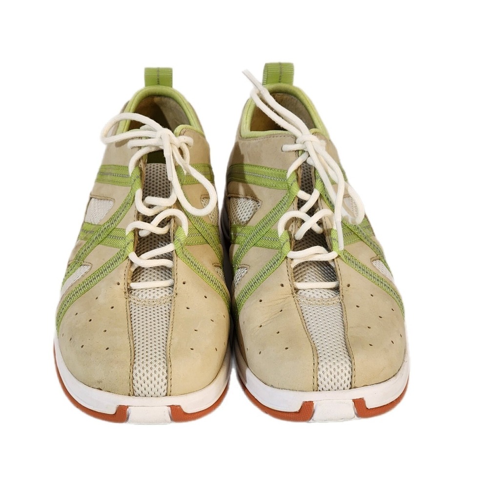 Cole Haan Lady's Sneakers Tan With Green Trim Breathable